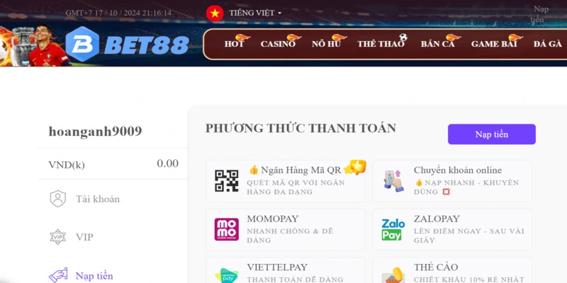 Phương thức nạp phổ biến